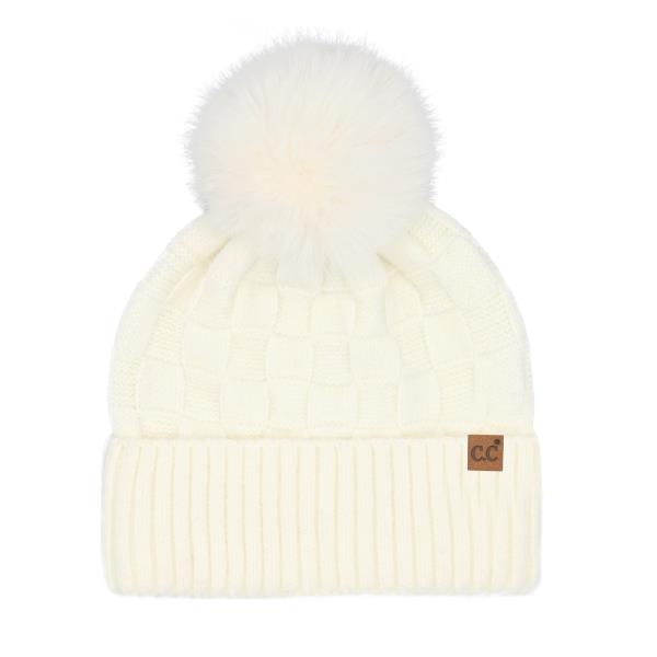 CC WEAVING TEXTURE POM BEANIE