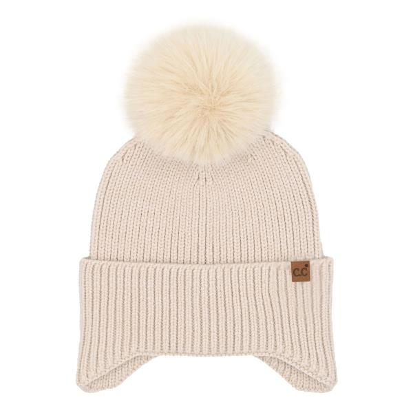 CC EARFLAP POM BEANIE