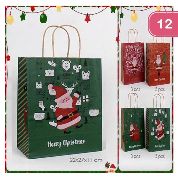 HAPPY CARTOON SANTA GIFT BAG (12 UNITS)