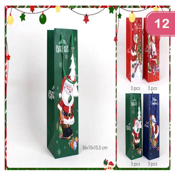 COLORFUL SANTA MERRY CHRISTMAS WINE BAG (12 UNITS )