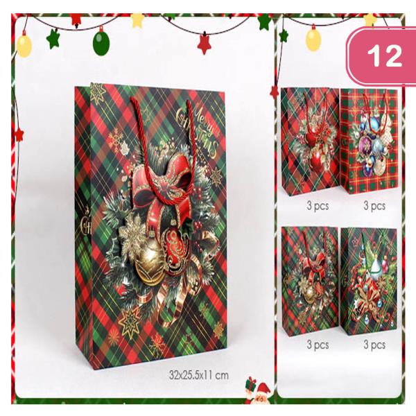 ASSORTED CHRISTMAS ORNAMENTS GIFT BAG (12 UNITS)