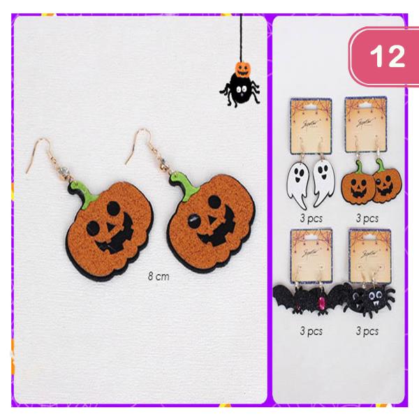 ASSORTED HOLLOWEEN CRYSTAL CENTER EARRING (12 UNITS)