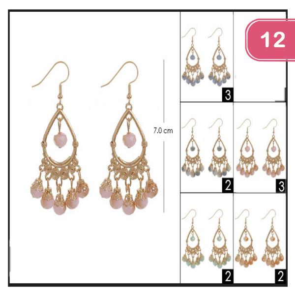 BEAD DANGLE EARRINGS (12 UNITS)