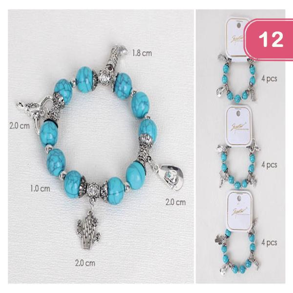 WESTERN BEAD CHARM BRACELET (12 UNITS)