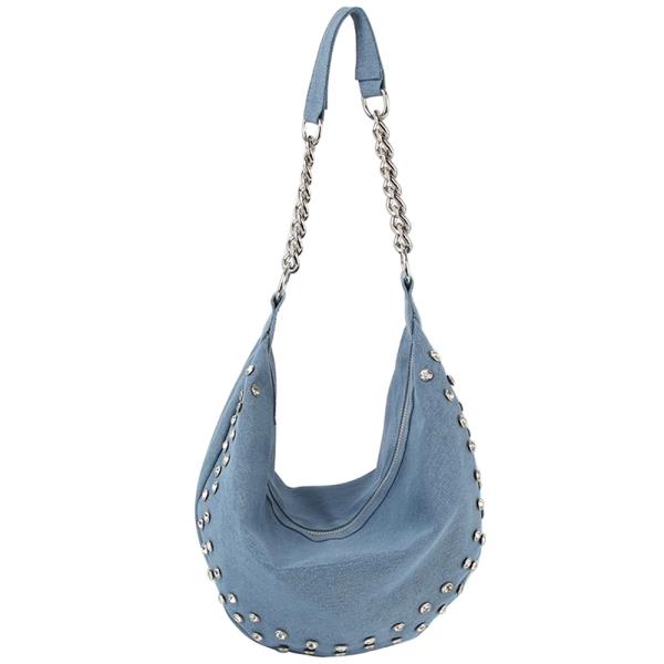 PLAIN DENIM SHOULDER HOBO BAG