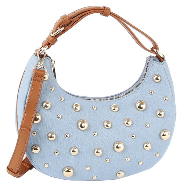 STUDDED CURVE SHOULDER CROSSBODY BAG