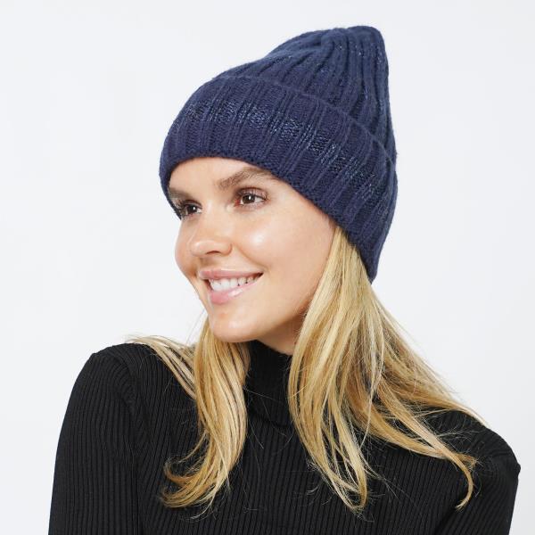 SEQUINS STRIPE KNIT BEANIE