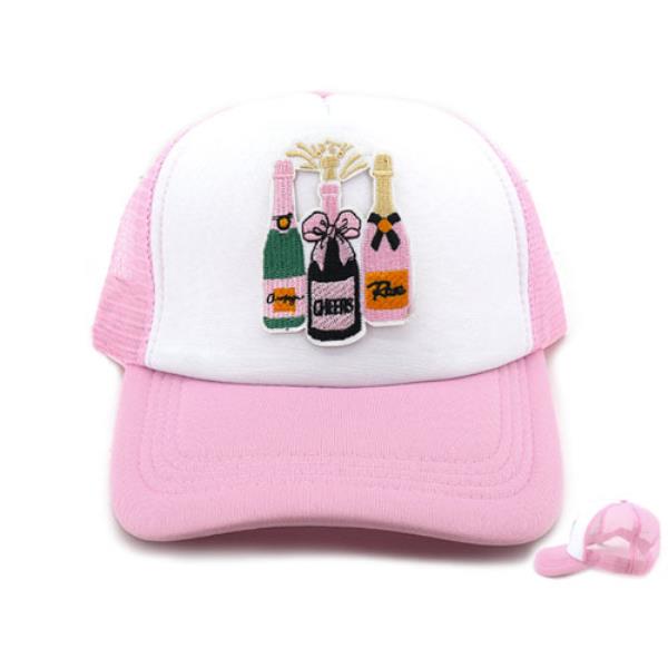 CHAMPAGNE CELEBRATION EMRBOIDERED PATCH TRUCKER MESH CAP