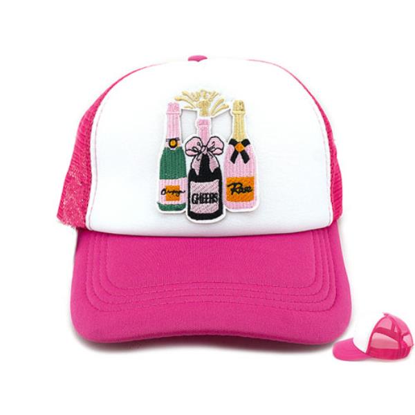 CHAMPAGNE CELEBRATION EMRBOIDERED PATCH TRUCKER MESH CAP