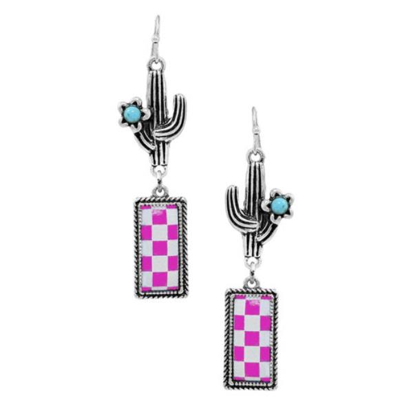 WESTERN CACTUS SEMI STONE POST EARRING