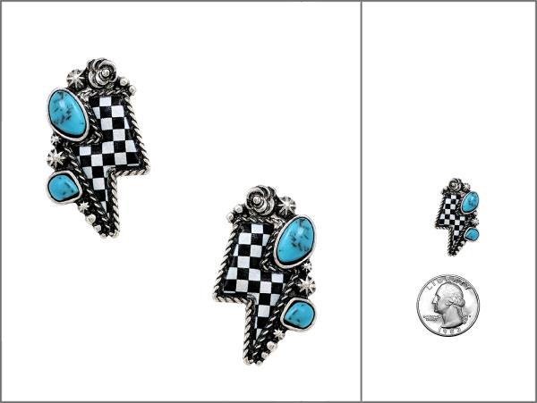 WESTERN PRINT SEMI STONE POST EARRING