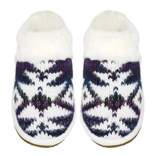 CC OMBRE AZTEC KNITTED SLIPPERS WITH THE FAUX FUR CUFF - SM SIZE