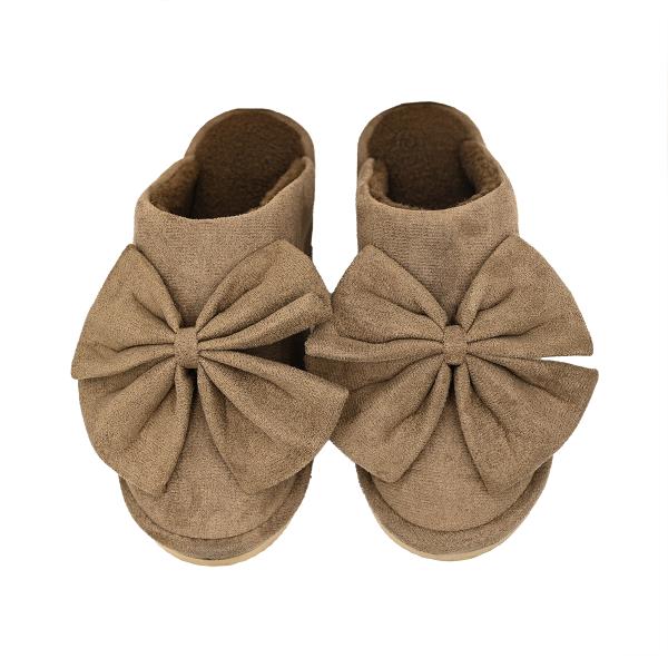 CC FAUX SUEDE BOW SLIPPERS - SM SIZE