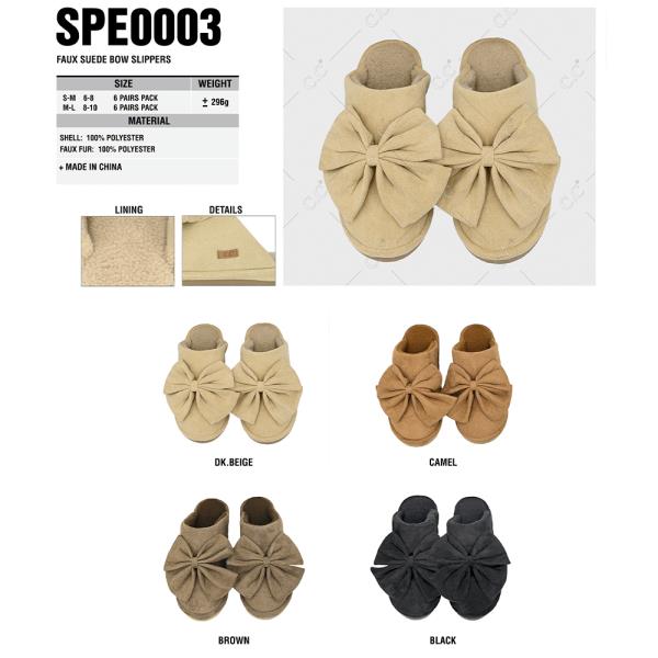 CC FAUX SUEDE BOW SLIPPERS - ML SIZE