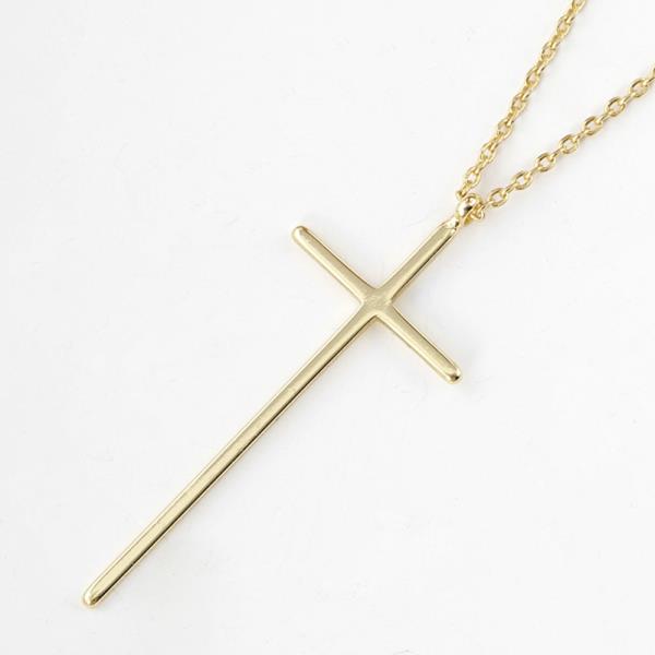 GOLD DIPPED METAL CROSS PENDANT NECKLACE