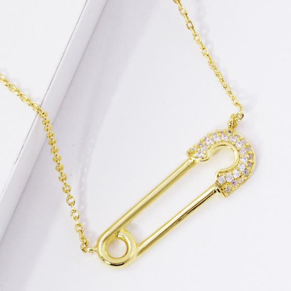 GOLD DIPPED CLOTHING PIN PENDANT NECKLACE