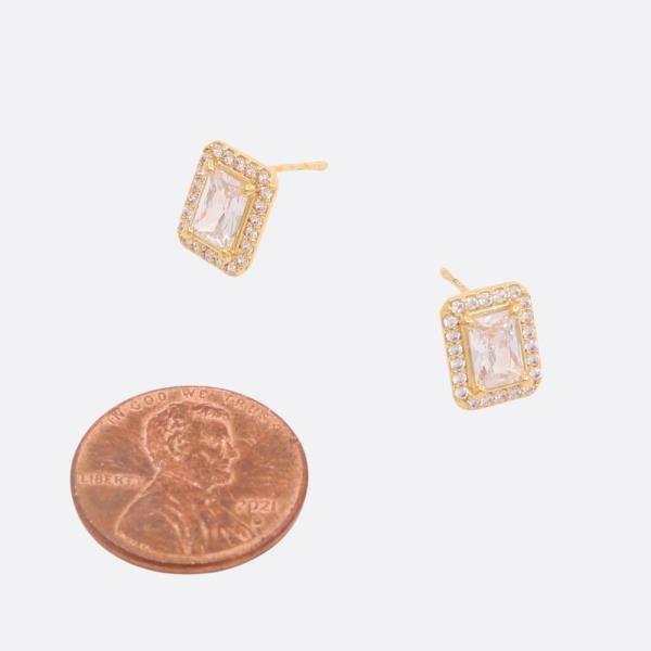 RECTANGLE CZ GOLD DIPPED EARRING