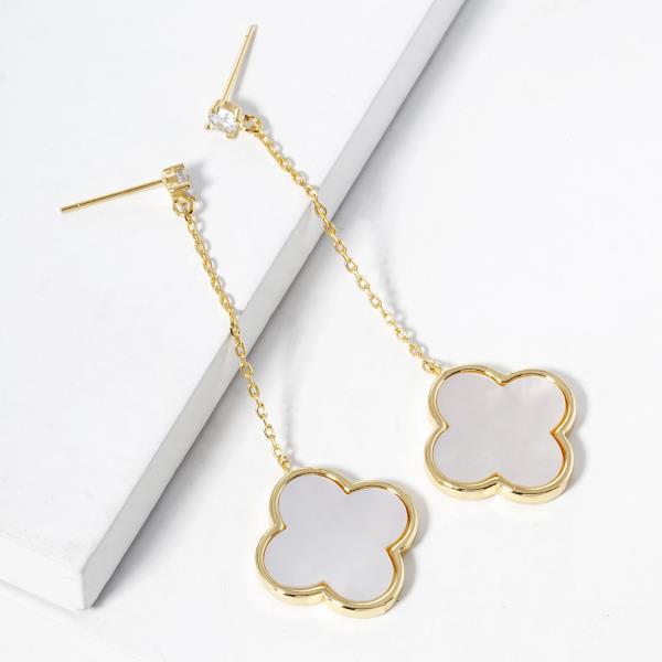 GOLD DIPPED CLOVER DANGLE EARRING