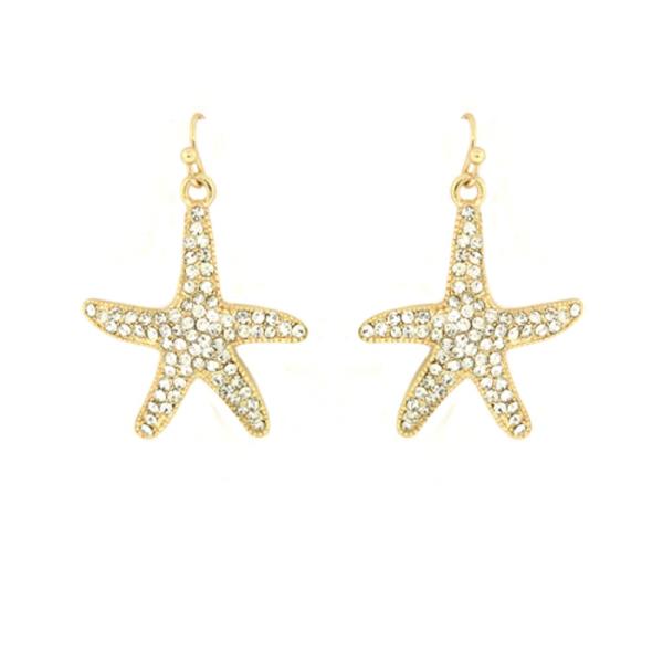 RHINESTONE STARFISH DANGLE EARRING