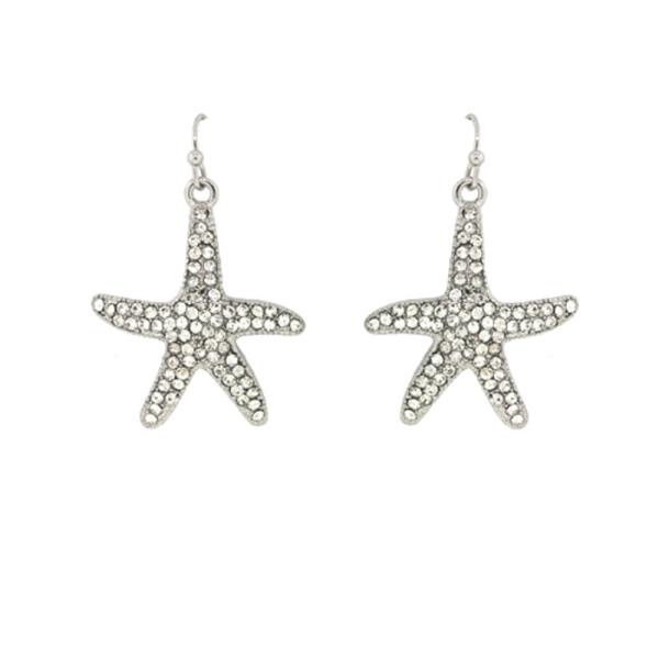 RHINESTONE STARFISH DANGLE EARRING