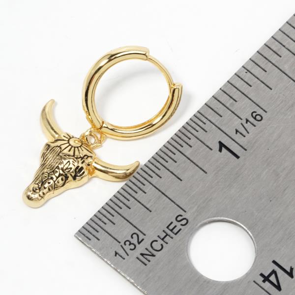 GOLD DIPPED COW SKULL HOOP EARRING