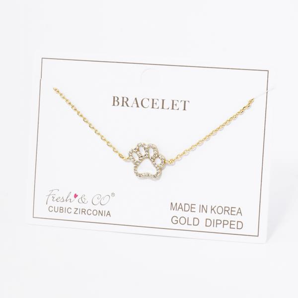 GOLD DIPPED CZ POW PENDANT NECKLACE