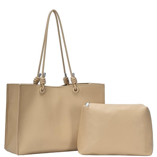 2IN1 PLAIN TOTE W ZIPPER BAG SET