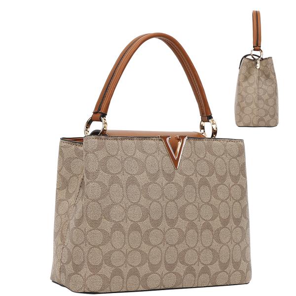 2IN1 OVAL PRINT SATCHEL BAG W WALLET SET