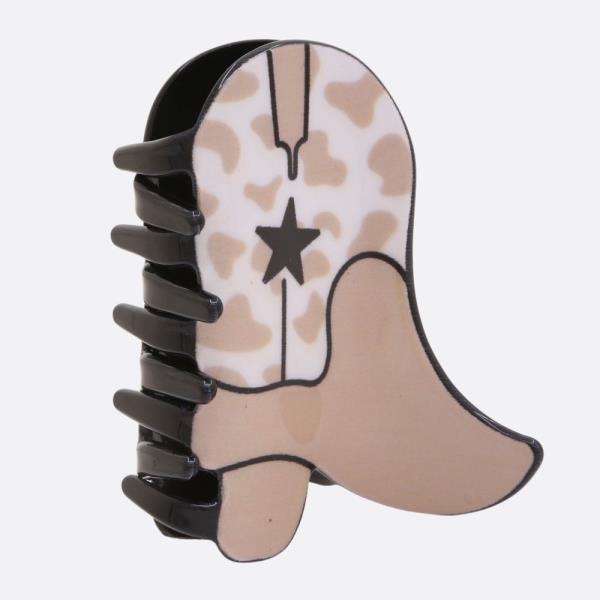 WESTERN COW BOOTS HAIR CLAW JAW CLIP