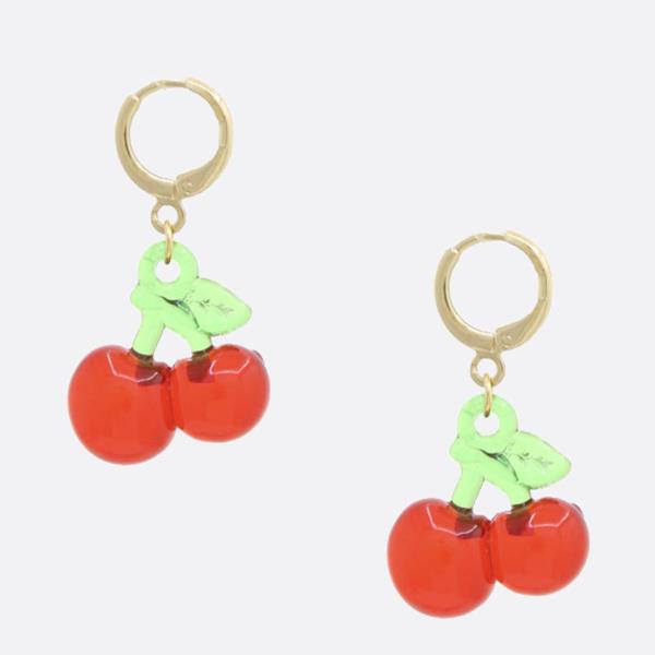 CHERRY HOOP DANGLE EARRING