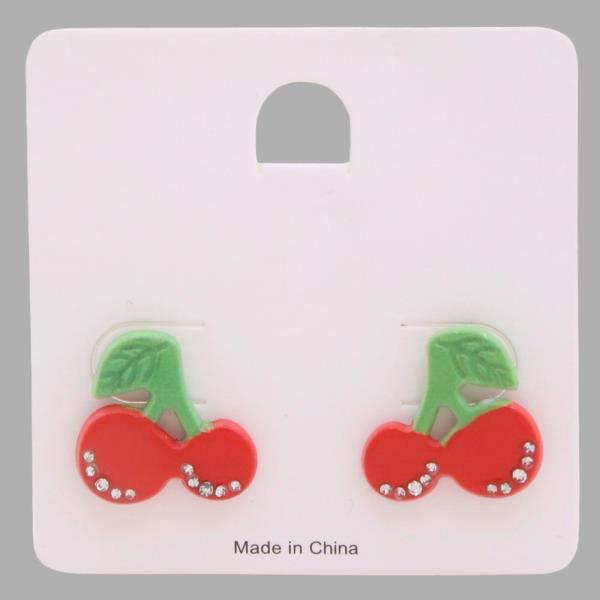 CHERRY RHINESTONE EARRING