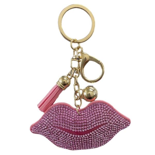 RHINESTONE LIP KEYCHAIN WITL TASSEL