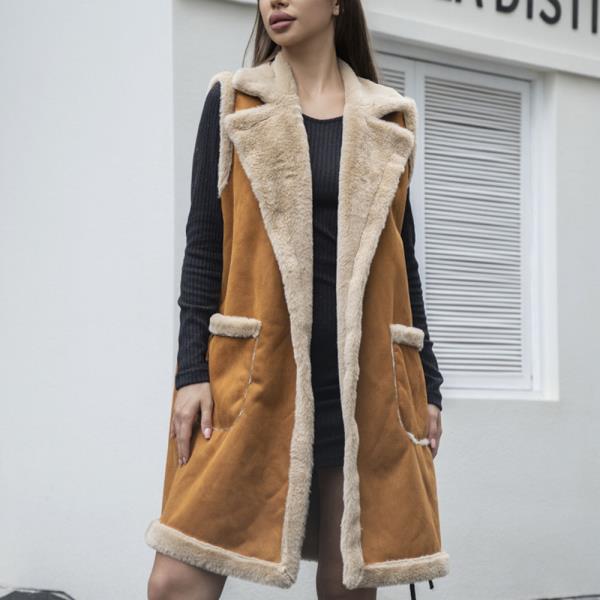 TWO TONE INSIDE FUR VEST LONG JACKET