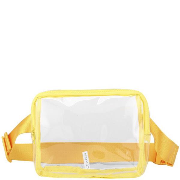 TRANSPARENT ADJUSTABLE BAG BELT FANNY PACK WITH COLOR BORDER TRIM