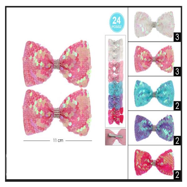 2 PAIR SEQUINS HAIR BOW (12 UNITS)