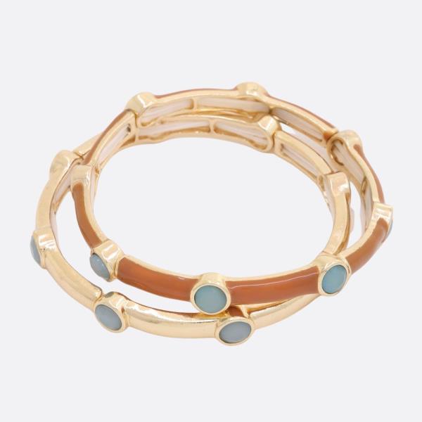 TWO TONE METAL BANGLE BRACELET SET