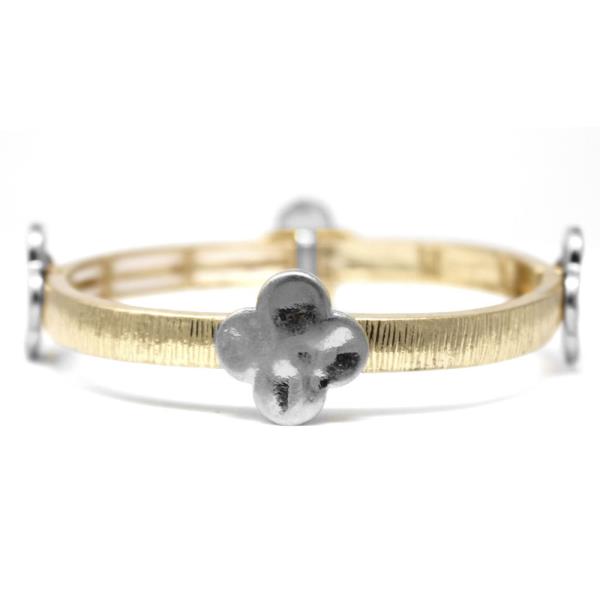 TWO TONE CLOVER BANGLE BRACELET