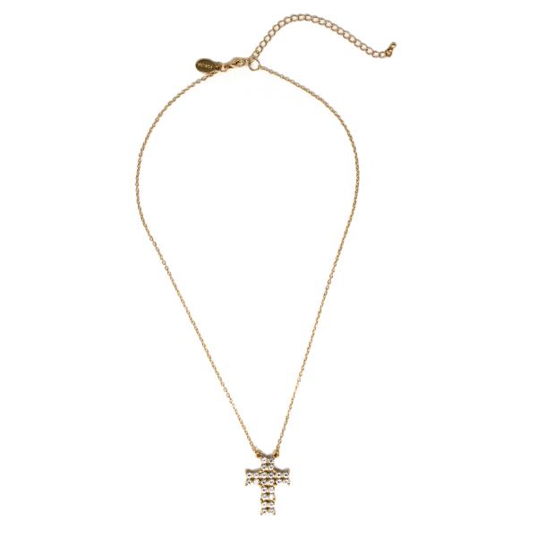 RHINESTONE CROSS PENDANT NECKLACE