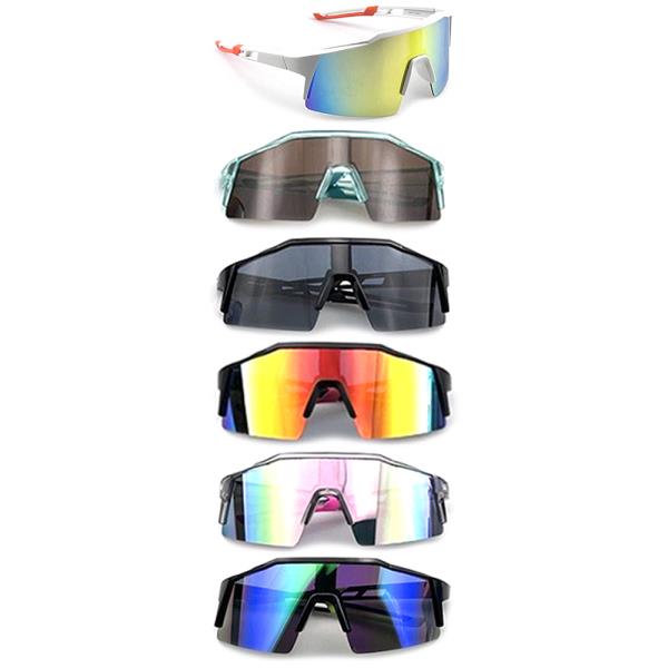 TRENDY MIRRORED SPORTS SHIELD SUNGLASSES 1DZ