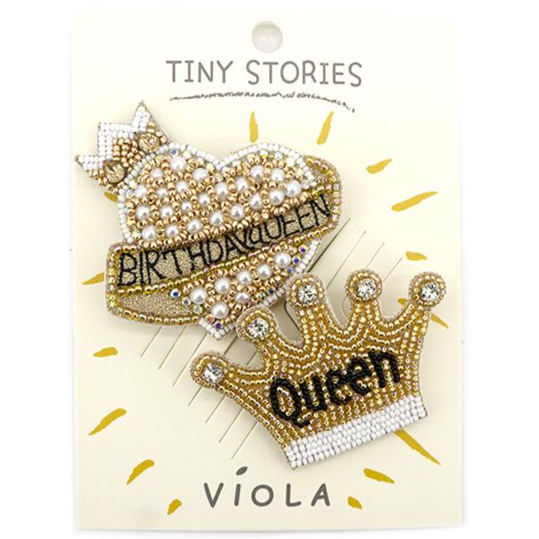 SEED BEAD BIRTHDAY QUEEN BROOCH PIN SET