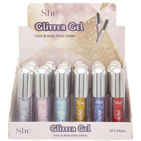 FACE AND BODY GLITTER PARTY GEL (24 UNITS)