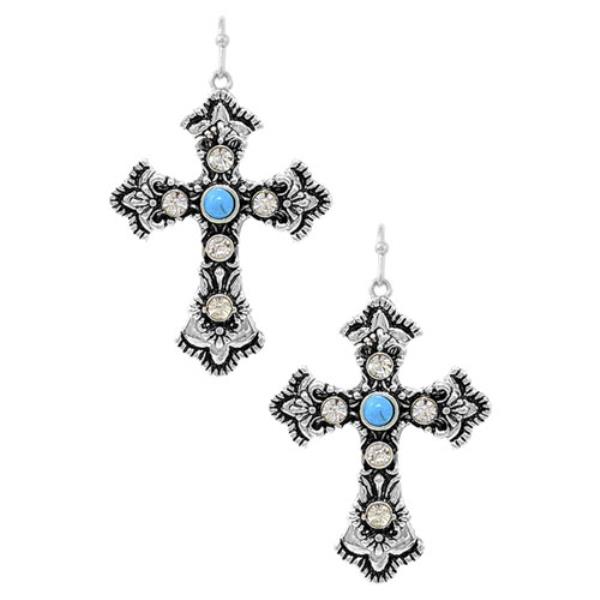 WESTERN STYLE CROSS DANGLE EARRING