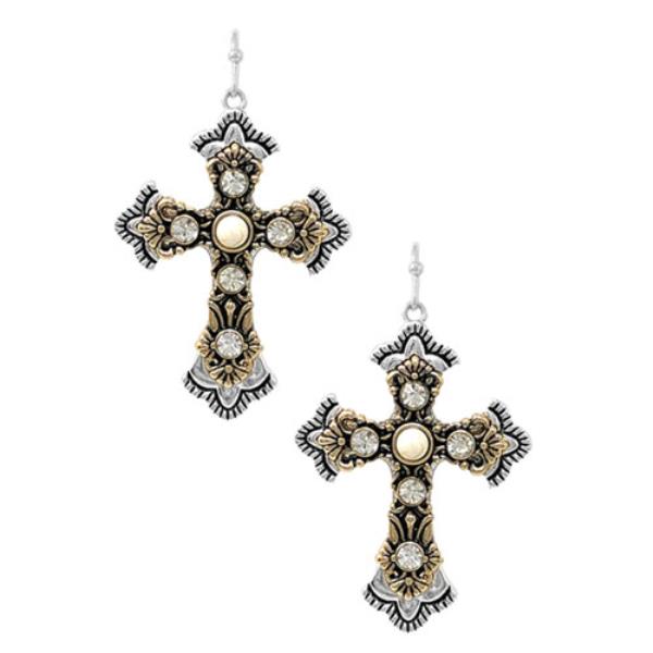 WESTERN STYLE CROSS DANGLE EARRING