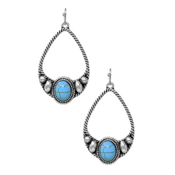 WESTERN STYLE TQ STONE TEARDROP DANGLE EARRING