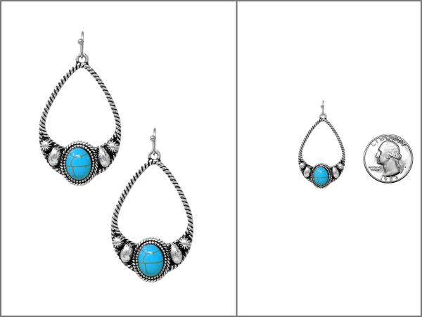 WESTERN STYLE TQ STONE TEARDROP DANGLE EARRING