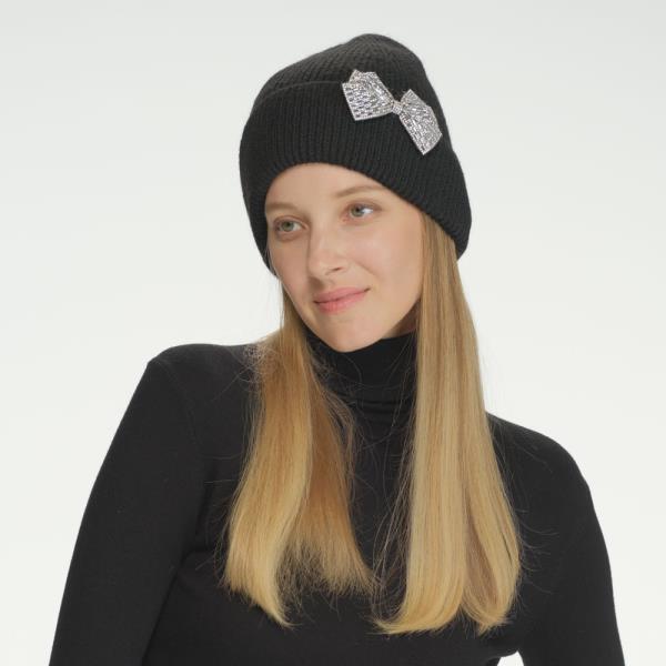 CC RHINESTONE BOW CUFF BEANIE