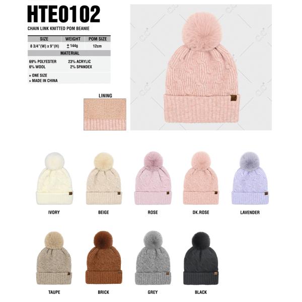 CC CHAIN LINK KNITTED POM BEANIE