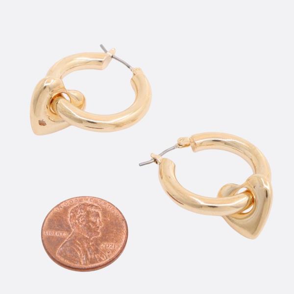 SODAJO HEART CHARM HOOP GOLD DIPPED EARRING