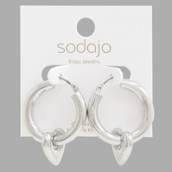 SODAJO HEART CHARM HOOP GOLD DIPPED EARRING