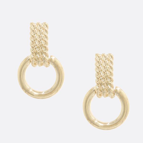 SODAJO ROUND METAL BAR GOLD DIPPED EARRING